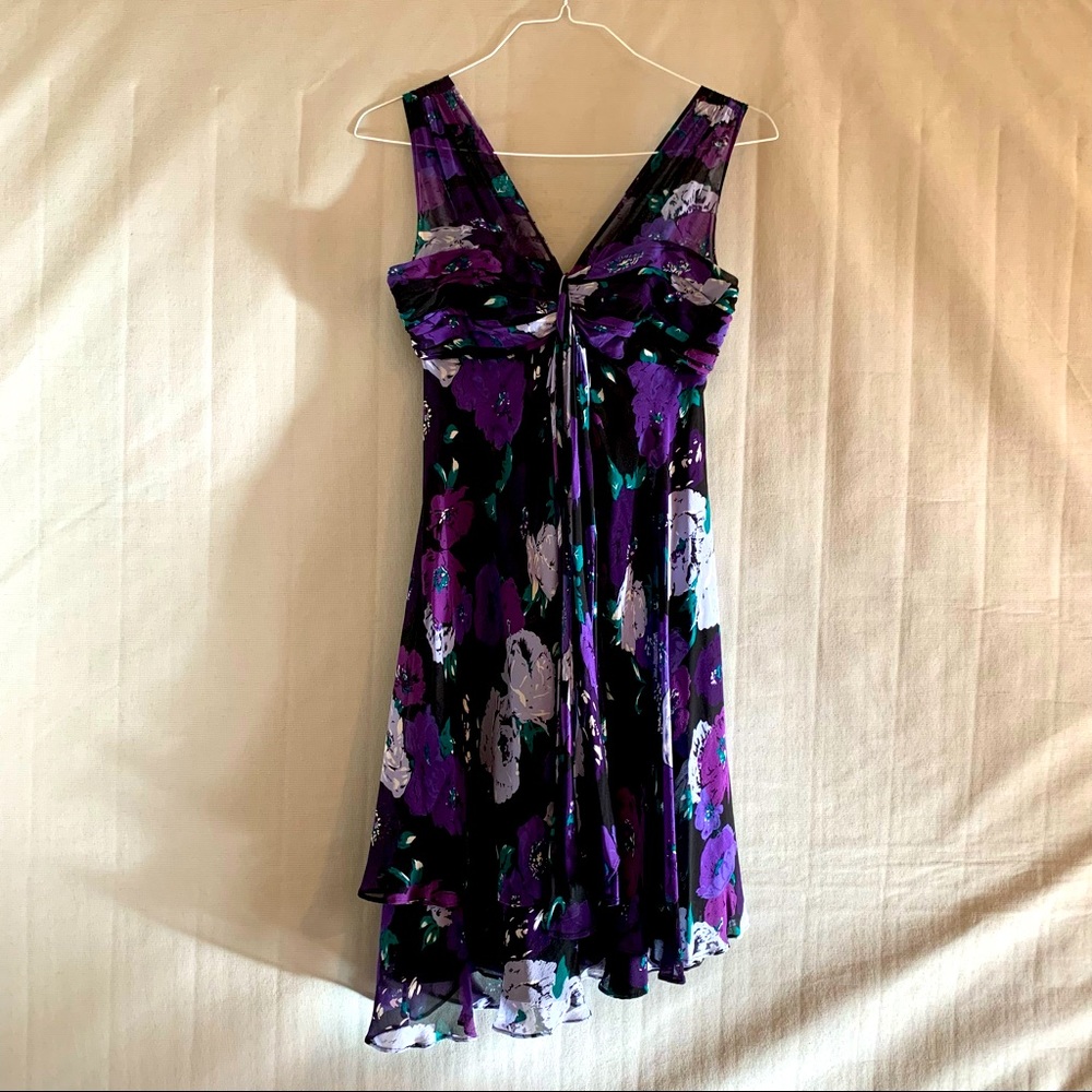 Donna Ricco Purple Floral Party Dress Size 4